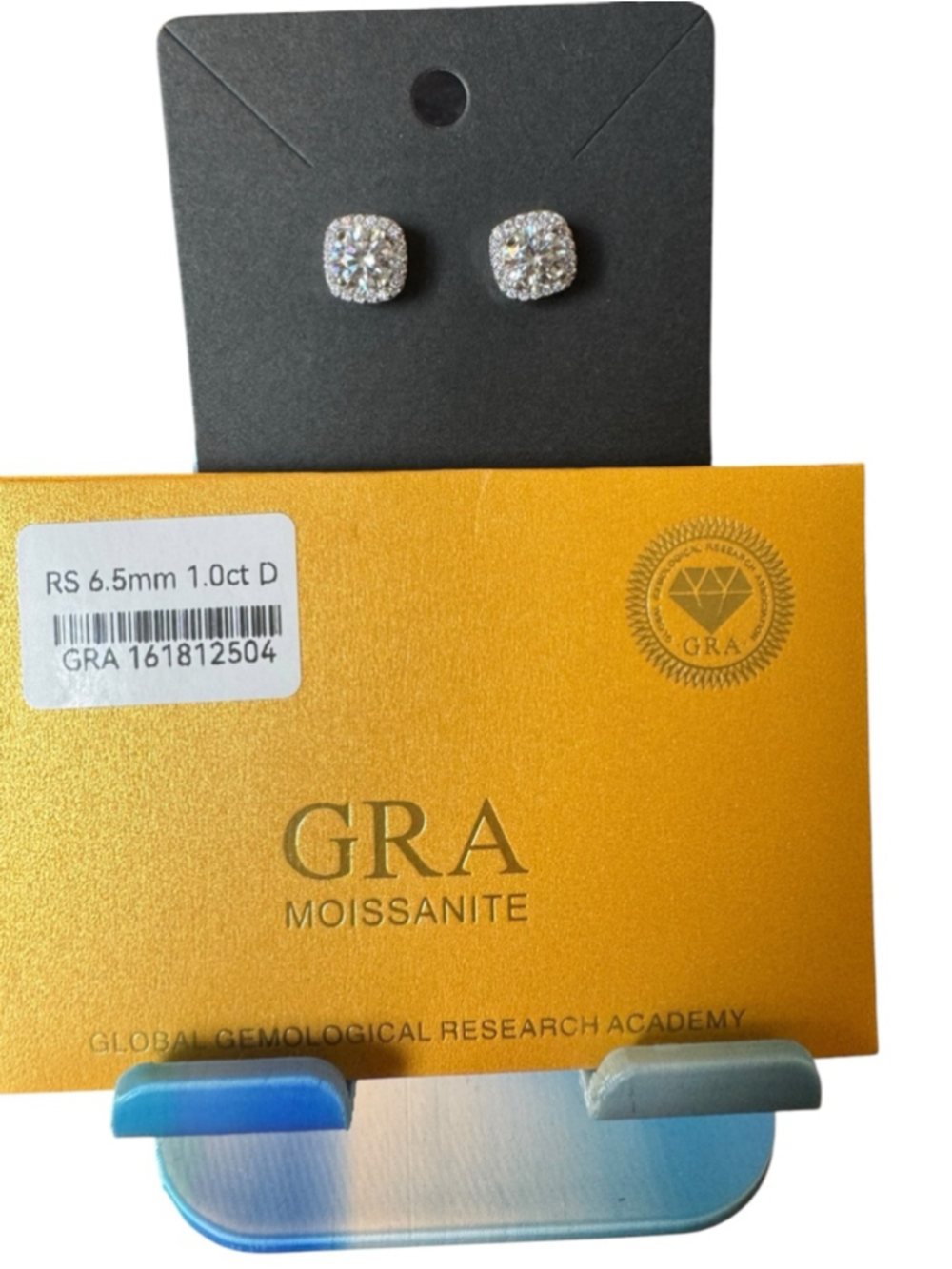 Moissanite 925 Sterling Silver Stud Earrings with GRA Certificate - Brand New